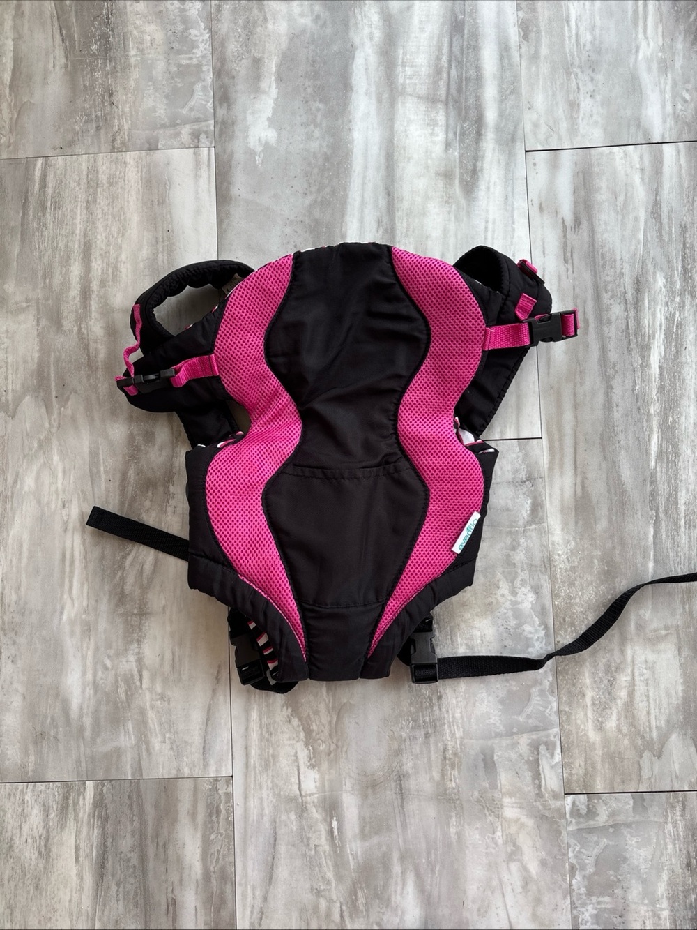 Evenflo Baby Backpack Carrier 7-25 lbs Black Pink White Zebra Stripes Breathable